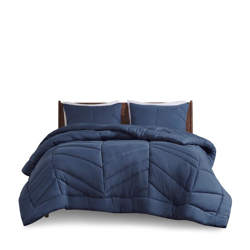 Gracie Mills Solid Quilted Chevron Comforter Set with 350 GSM Polyfill