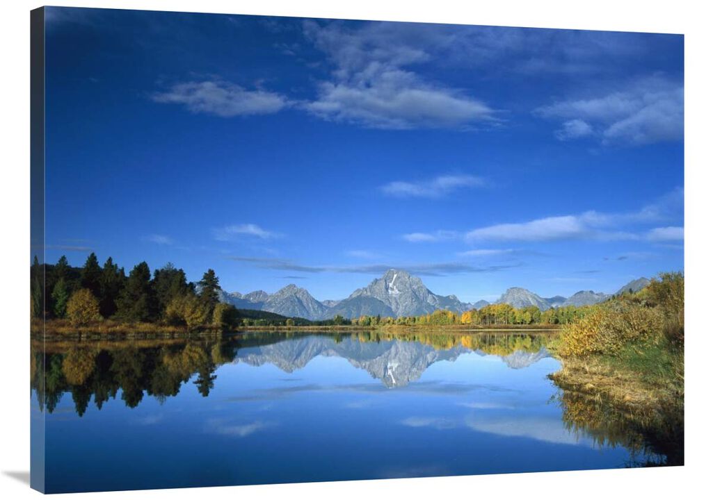 Mt Moran reflected in Oxbow Bend, Grand Teton National Park, Wyoming-Canvas Art-40x30