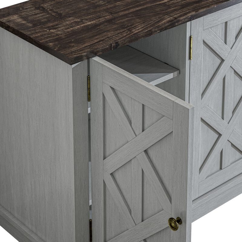 FESTIVO 48 in. Rustic Natural Wood TV Stand - Up to 55 in. TVs