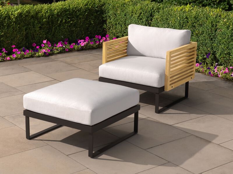 Monterey Chat Chair - Stainless Steel and Teak (Set of 2)