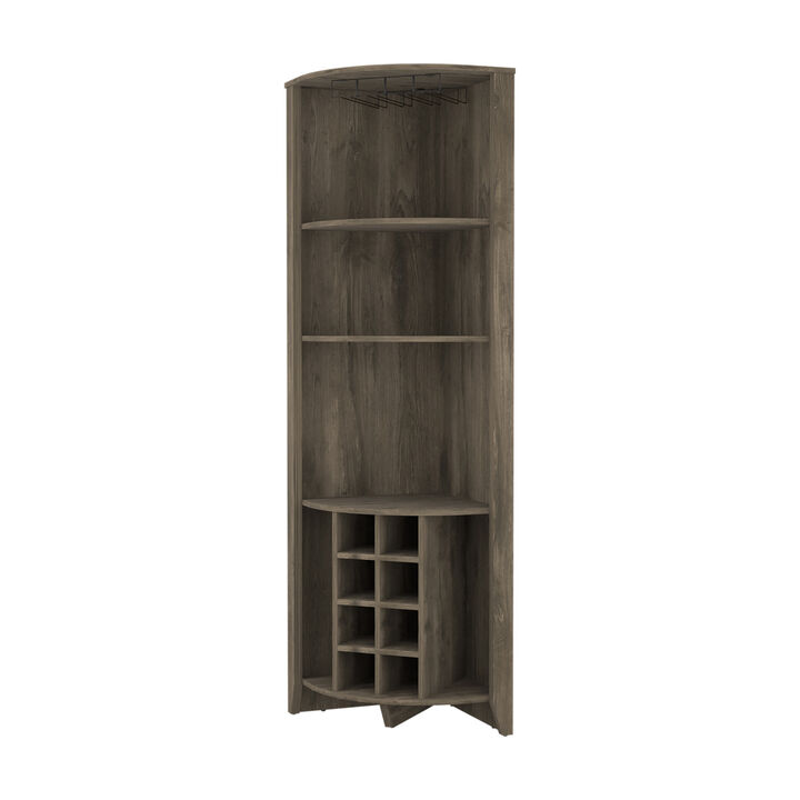 Morgana 8-Bottle 5-Shelf Corner Bar Cabinet Dark Brown