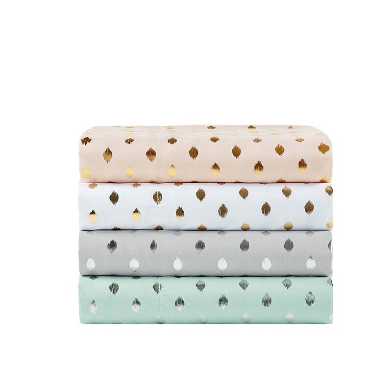 Gracie Mills Juniper Metallic Ikat Dot Printed Sheet Set