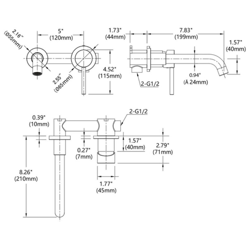 Wall-Mount Faucet for Bathroom Sink or Bathtub, Stylish and Space-Saving Design