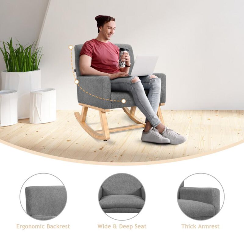 Hivvago Upholstered Rocking Chair with and Solid Wood Base
