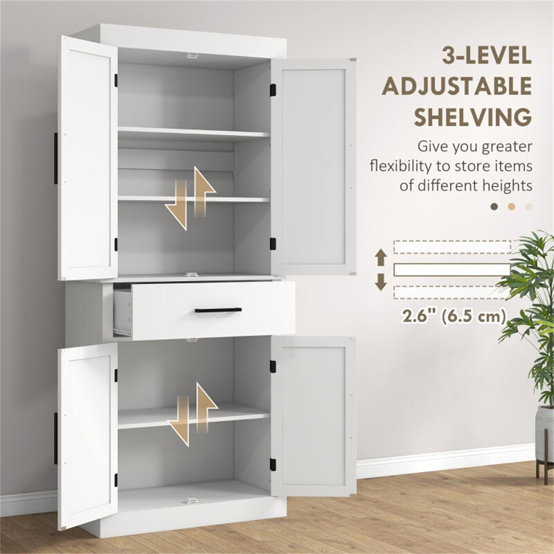 Kitchen Cart with Storage, Rolling Sideboard Cabinet with Shelves & Drawers