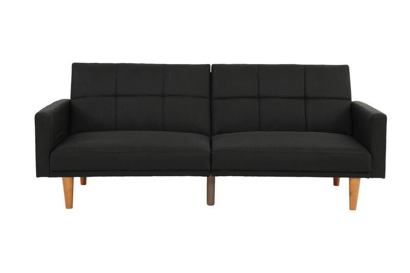 Transitional Black Sofa Bed with Wooden Legs