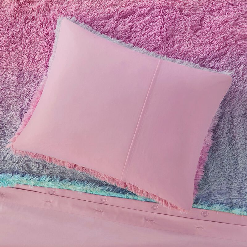 Gracie Mills Herman Luxe Ombre Shaggy Faux Fur Duvet Cover Set