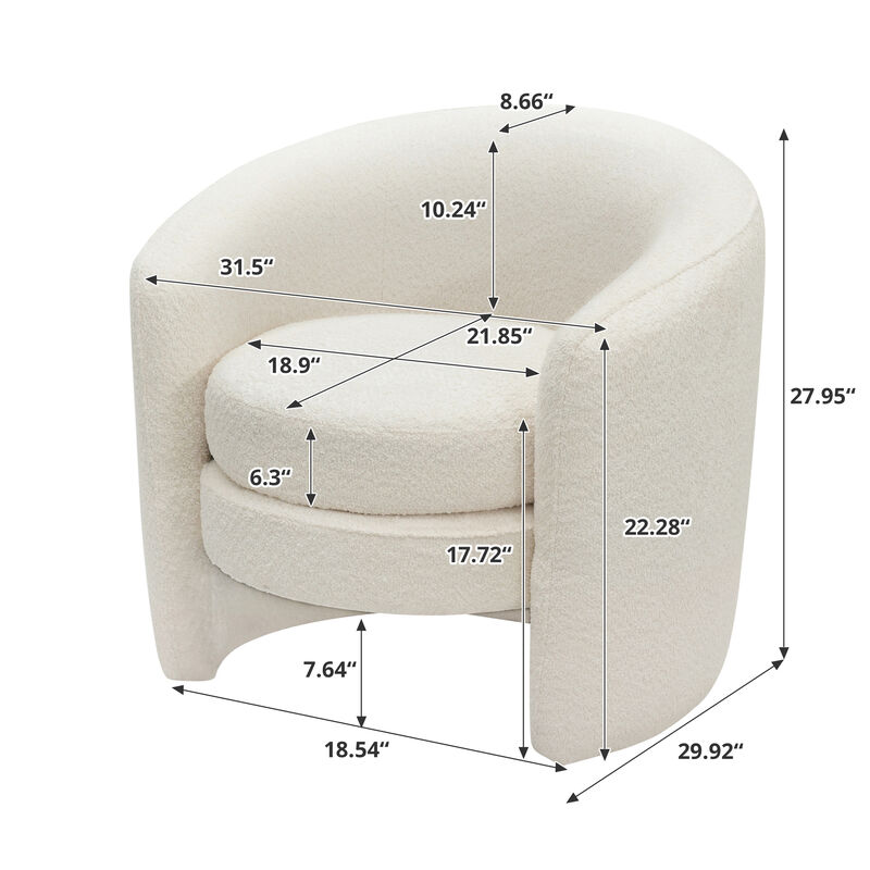 Merax Modern Curved Back Boucle Upholstered Accent Chair