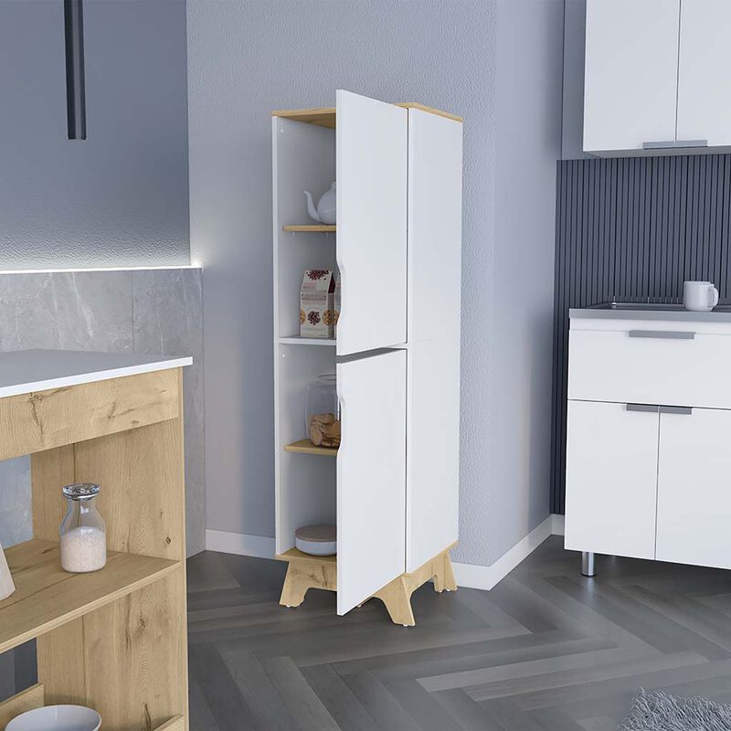 Single Kitchen Pantry Wallas, Kitchen, Light Oak / White
