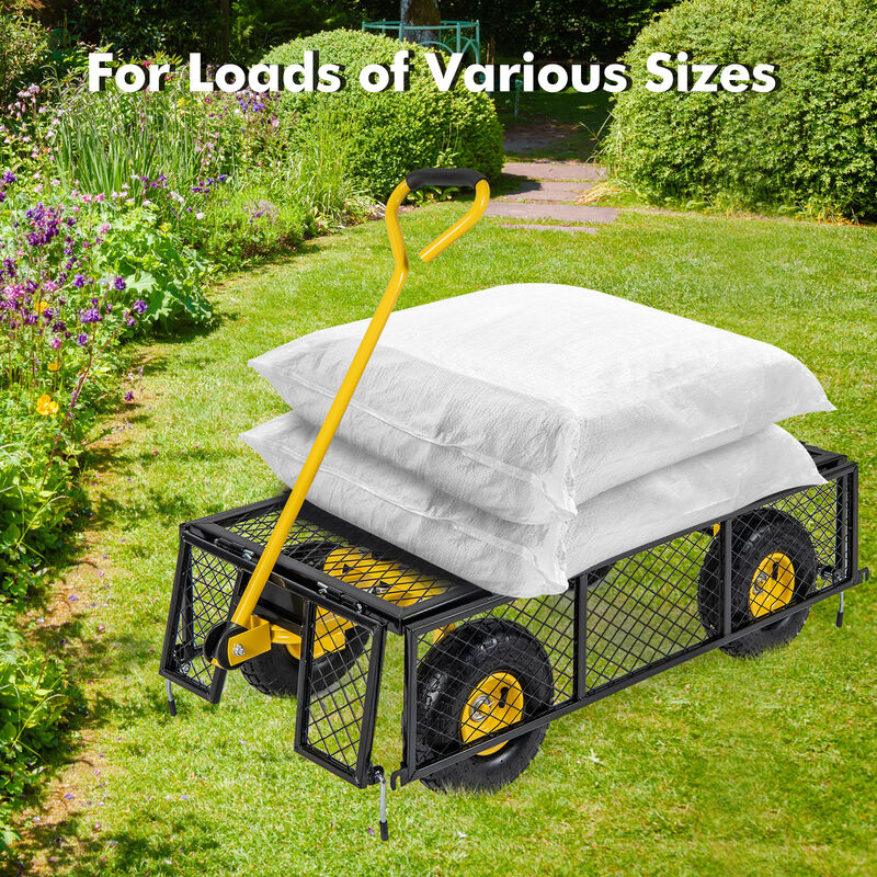 Utility Garden Wagon with 4 Removable Side Panels and Load Capacity