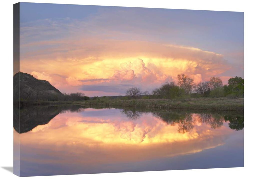 Storm clouds and South Llano River, South Llano River State Park, Texas-Canvas Art-32x24