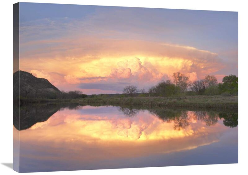 Storm clouds and South Llano River, South Llano River State Park, Texas-Canvas Art-32x24