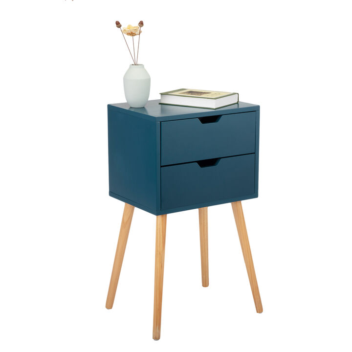 Streamdale Mid Century Blue Nightstands with Drawers