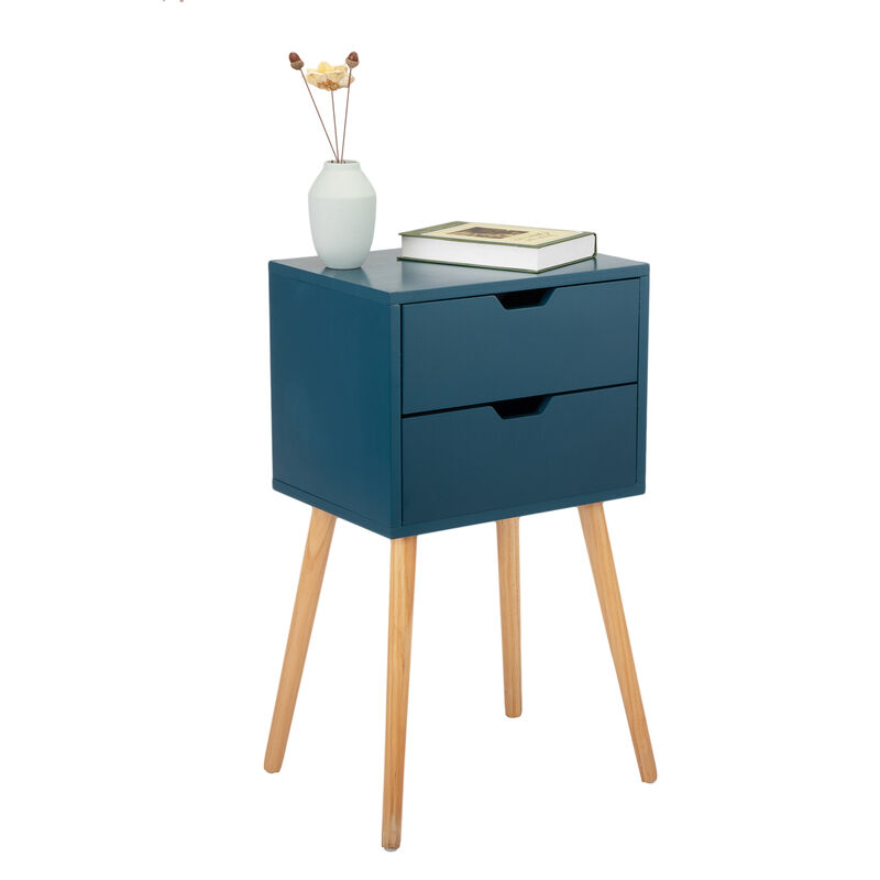 Streamdale Mid Century Blue Nightstands with Drawers