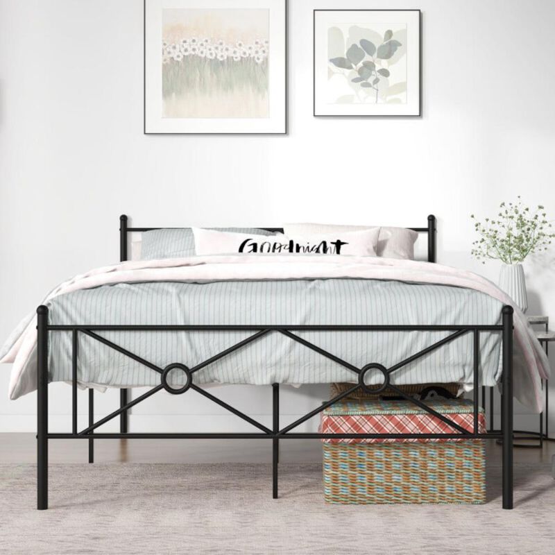 Hivvago Metal Platform Bed Frame with Headboard and Footboard