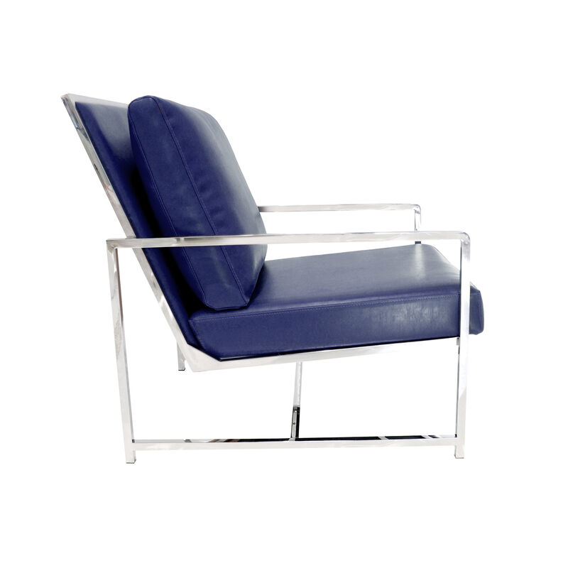 Pasargad Home Luxe Collection Navy Leather Chairs