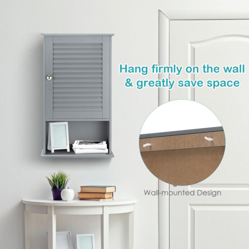 Hivvago Bathroom Wall Mount Storage Cabinet Single Door with Height Adjustable Shelf
