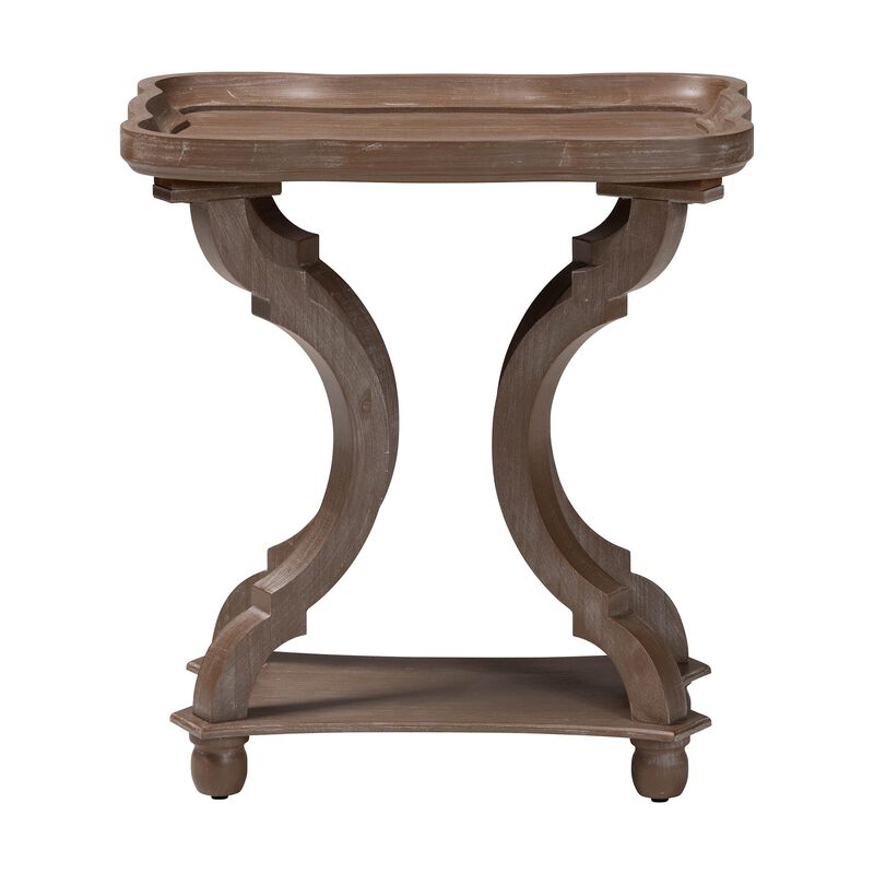 Baxton Studio Yannick French Country Antique Brown Wood End Table