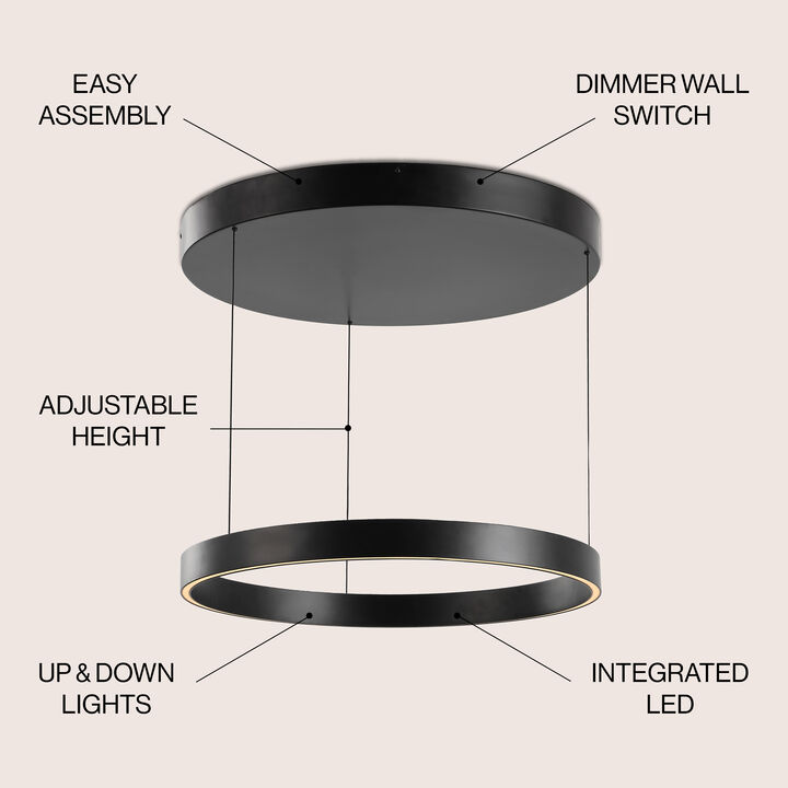 Jense Minimalist Modern Metal Adjustable Dimmable Ring LED Pendant