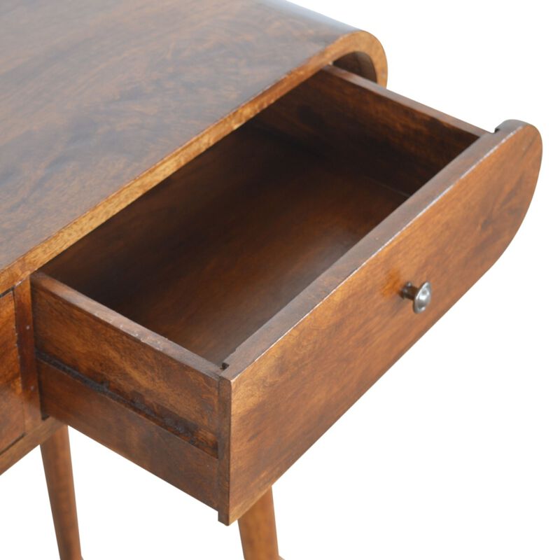 Solid Wood 2 Drawer Chestnut Curved Edge Console Table