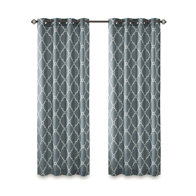 Gracie Mills Ondine Scroll Geometric Fretwork Grommet Window Curtain Panel