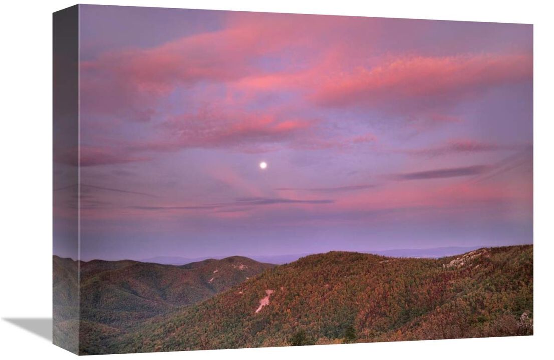 Moon over Blue Ridge Range and Lost Cove Cliffs, Blue Ridge Parkway, North Carolina-Canvas Art-16x12