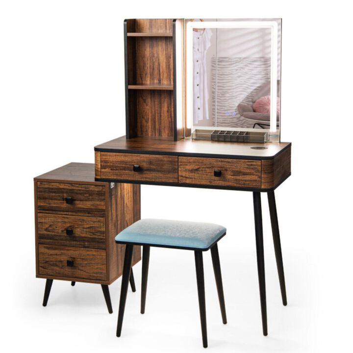 Hivvago Vanity Makeup Table Set with Lighted Mirror