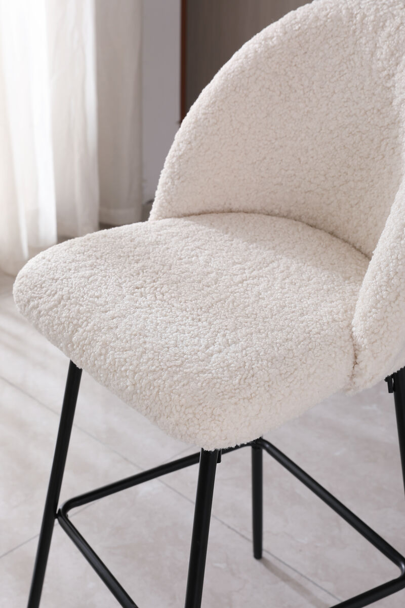 NILSSON Set of 2 Bar Stools in Metal and Velvet