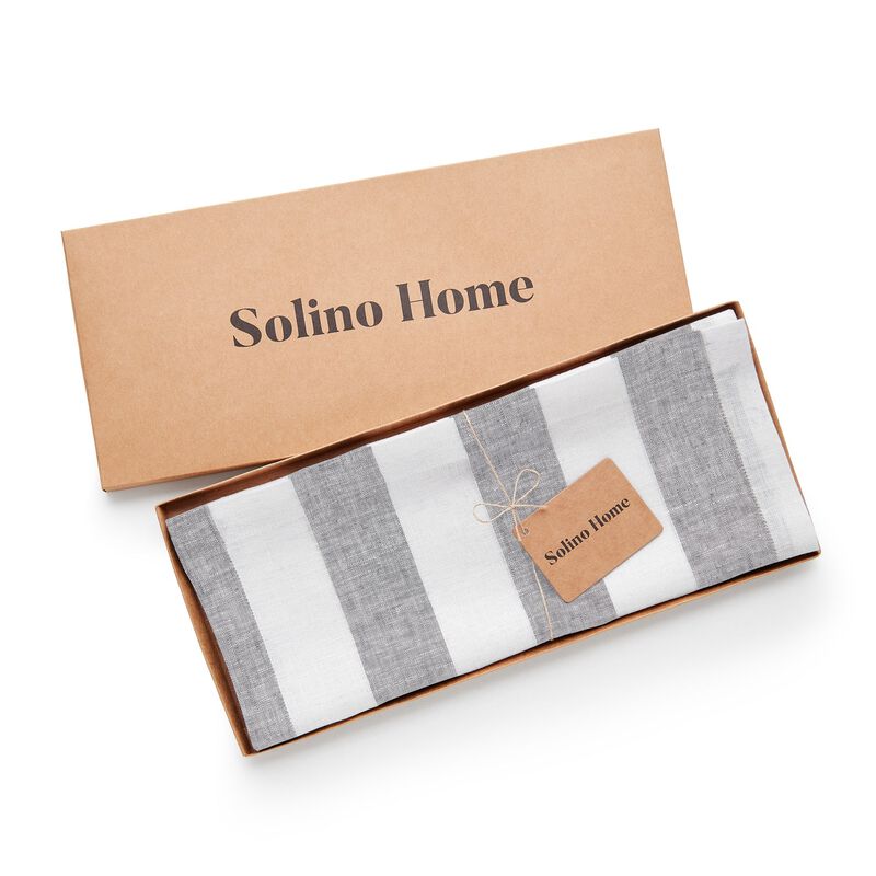 Solino Home 100% Pure Linen Table Runner | Cabana Stripe for Spring & Easter
