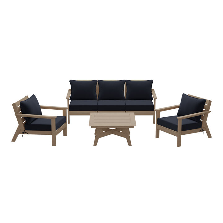 WestinTrends Outdoor 6-Piece Modular Sectional Patio Furniture Sofa Set