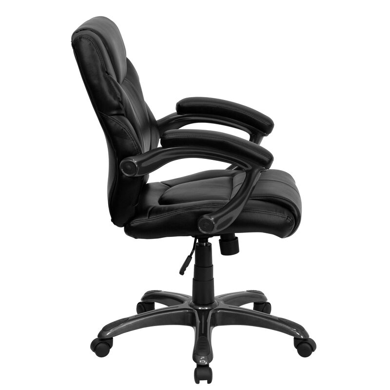 Megan Mid-Back LeatherSoft Overstuffed Swivel Task Ergonomic Office Chair with Arms