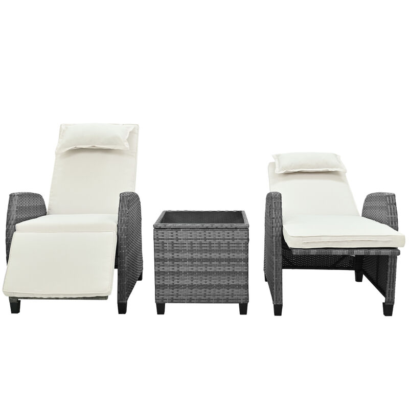 Outdoor Rattan Two-Person Combination With Coffee Tableble, Suitable For Courtyard