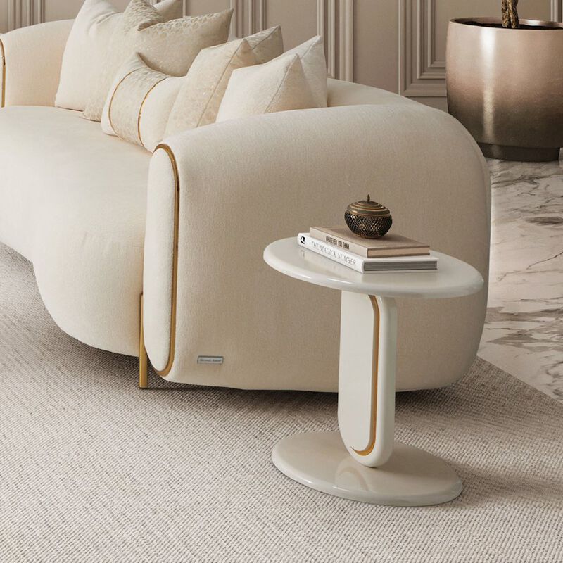 Michael Amini Sassani Accent Table - Pearl White/Gold