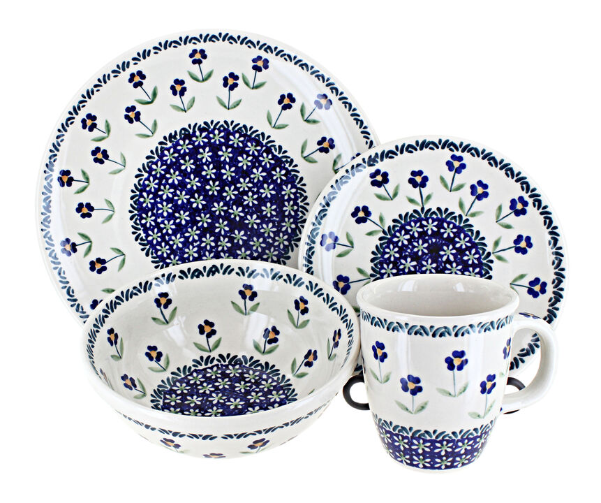 Blue Rose Polish Pottery Christiana 16 Piece Dinnerware Set