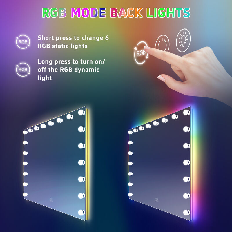 39''*31.4'' Vanity Mirror 20 LED Bulbs Wall Mount USB PortWhite