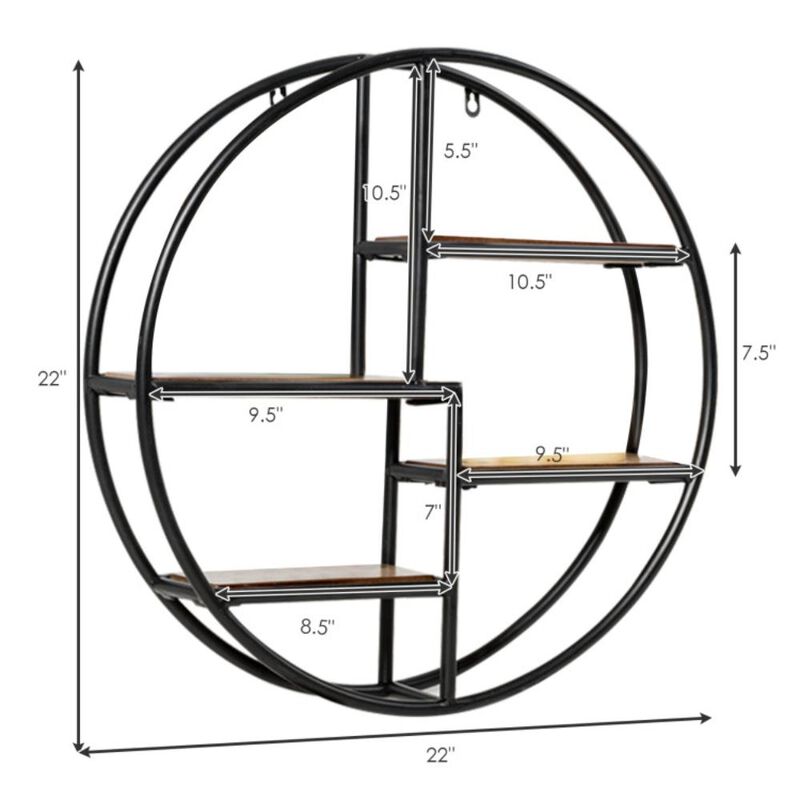 Hivvago Hanging Storage Shelf Circular Wall-Mounted 4-Tier Rack