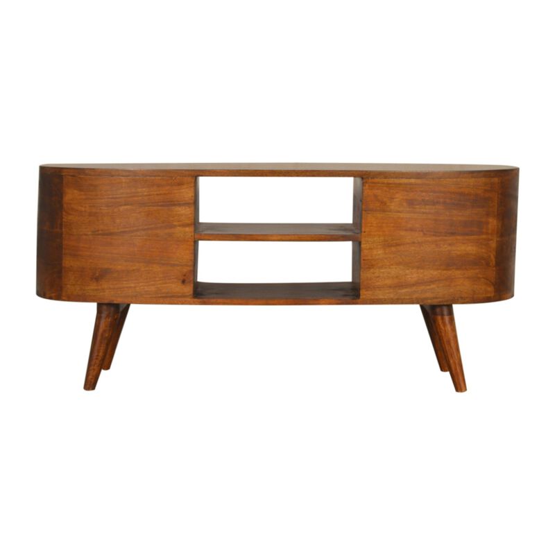 Solid Wood 4 Drawer Chestnut Wave Entertainment Unit