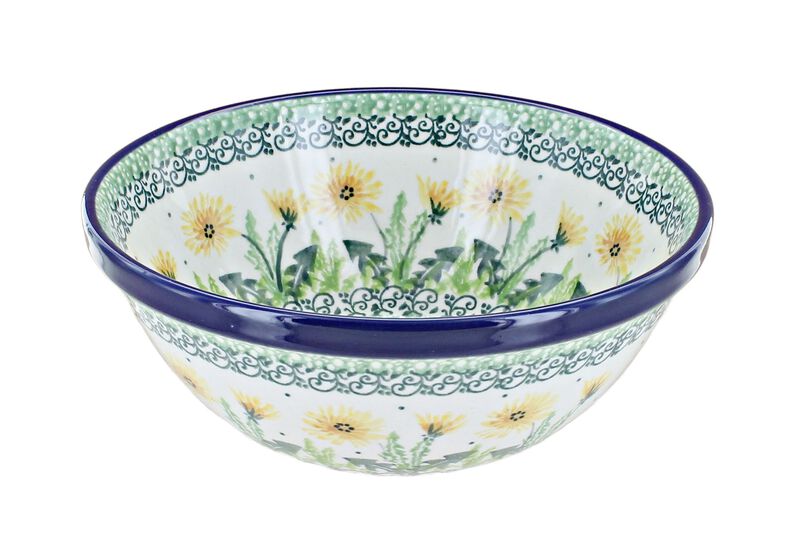 Blue Rose Polish Pottery Tulip Bouquet Cereal/Soup Bowl