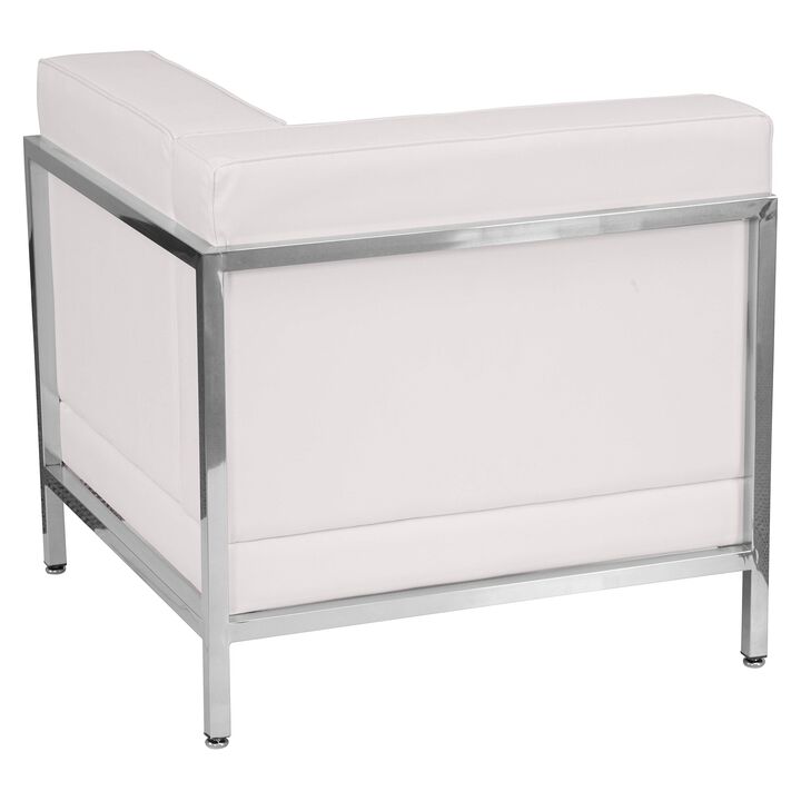 Flash Furniture HERCULES Imagination Series Contemporary White LeatherSoft Right Corner Chair with Encasing Frame