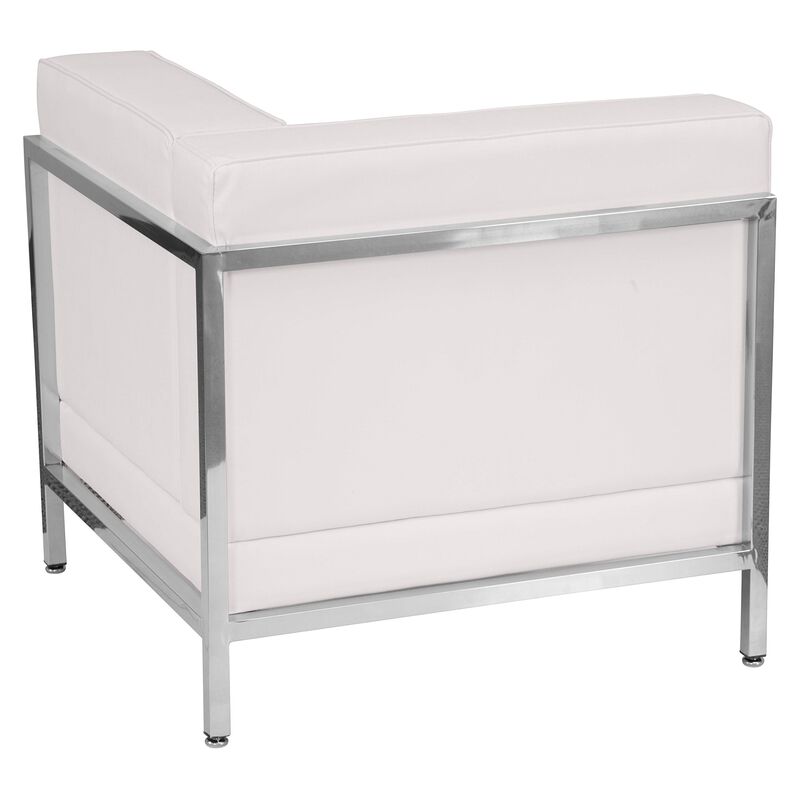 Flash Furniture HERCULES Imagination Series Contemporary White LeatherSoft Right Corner Chair with Encasing Frame