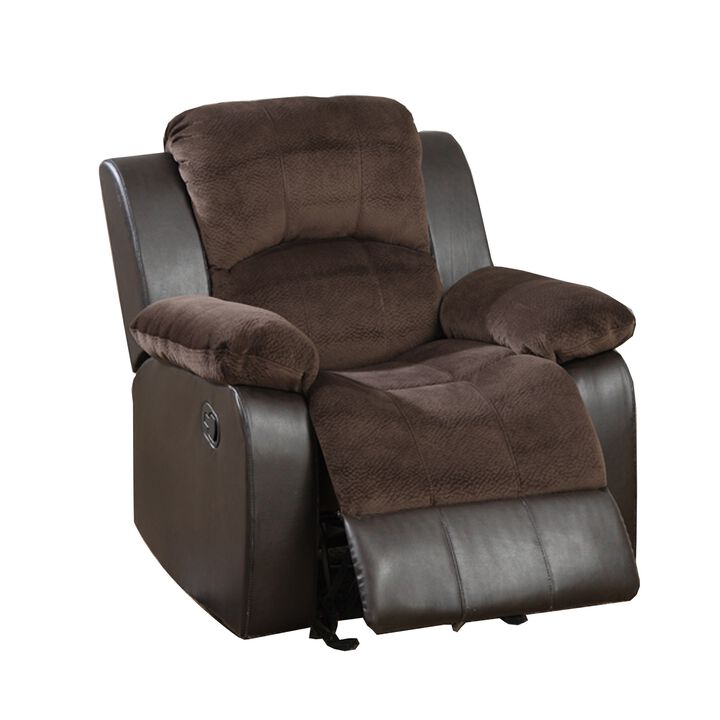 Polyurethane Rocker Recliner In Choco Suede Brown-Benzara