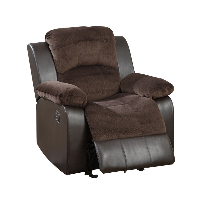 Polyurethane Rocker Recliner In Choco Suede Brown-Benzara