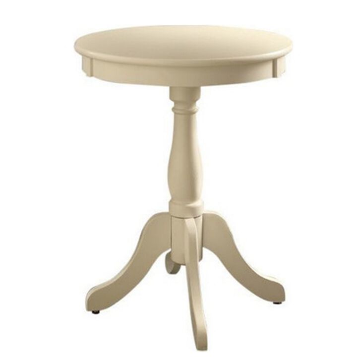 Astonishing Side Table With Round Top, White-Benzara