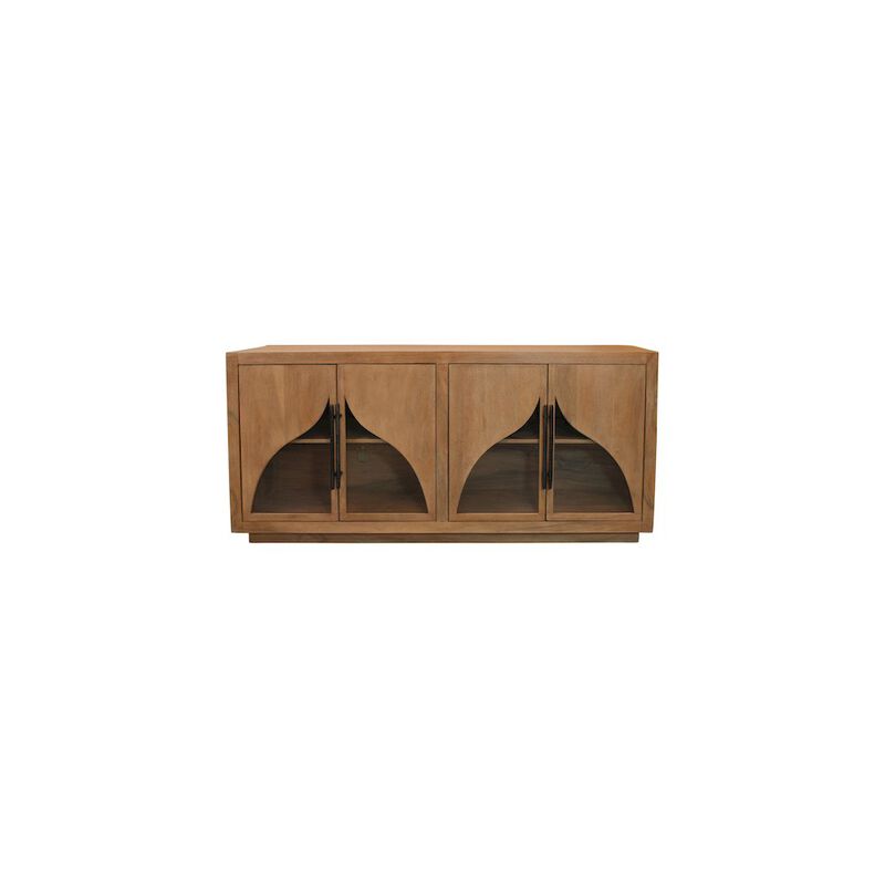 Alex Hamilton Kate 4-Door Sideboard with Solid Wood, Acacia, Iron Handles, Natural Finish
