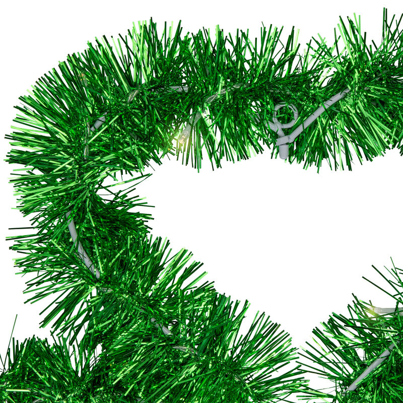 LED Lighted Tinsel Shamrock St. Patrick's Day Window Silhouette - 25" - Green