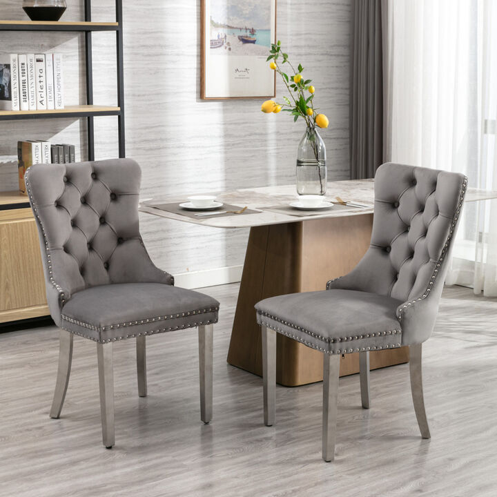 Contemporary Velvet Dining Chair Set Of 2