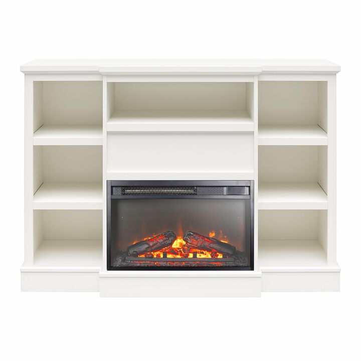 Liam Mantel With Electric Fireplace Space Heater, White