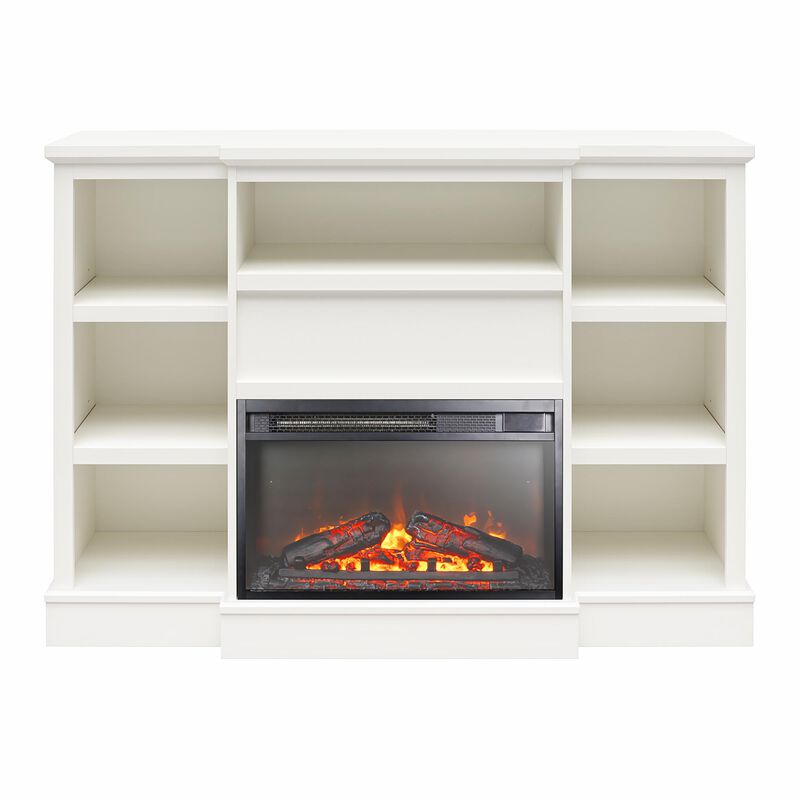 Liam Mantel With Electric Fireplace Space Heater, White