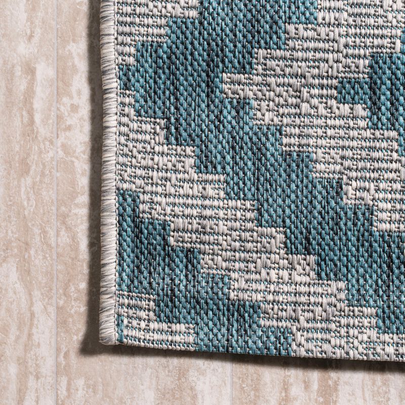 Sintra Diamond Tribal Blue/Gray Indoor/Outdoor Runner Rug