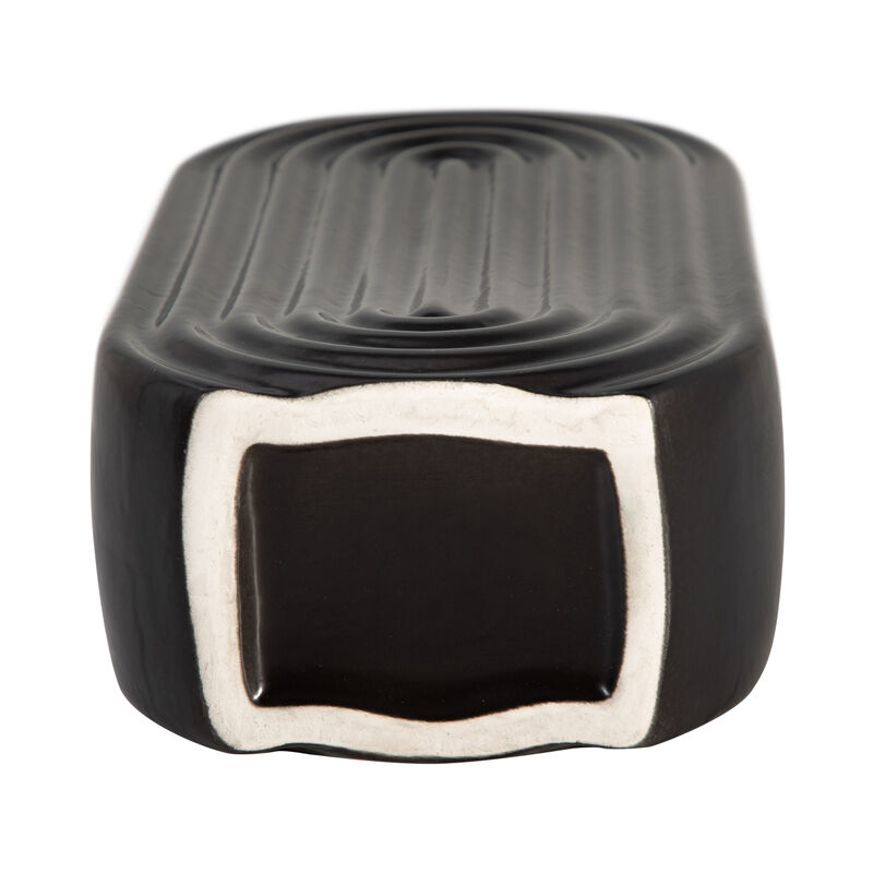 11" Ceramic Oval Ridge Vase, Black